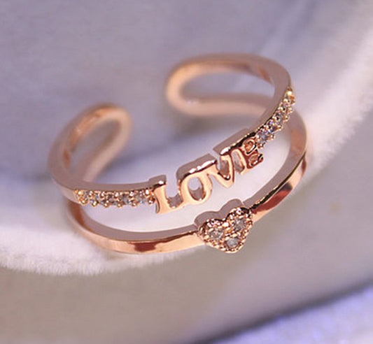 LOVE LOVE LOVE Double-layer Ring Female Simple Opening Diamond Four-leaf Clover Bracelet
